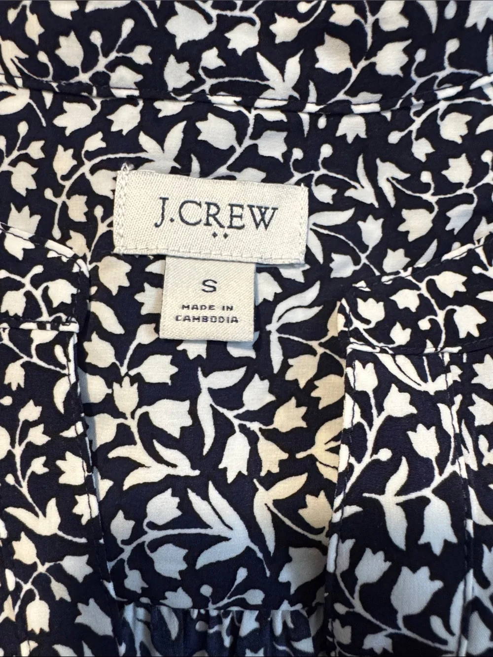 J. Crew Black and White Leaf-Print Sleeveless Blouse